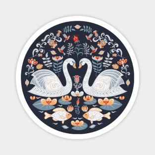 Swans and Flowers Magnet